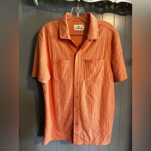 The Normal Brand Men's Short Sleeve Knit Getaway Button Up Shirt-Georgia peach